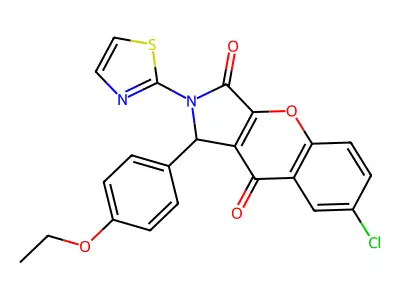 7-chloro-1-(4-ethoxyphenyl)-2-(thiazol-2-yl)-1,2-dihydrochromeno[2,3-c]pyrrole-3,9-dione structure