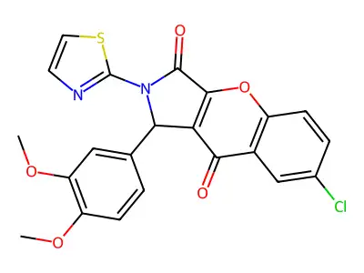 7-chloro-1-(3,4-dimethoxyphenyl)-2-(1,3-thiazol-2-yl)-1,2-dihydrochromeno[2,3-c]pyrrole-3,9-dione structure