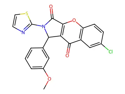 7-chloro-1-(3-methoxyphenyl)-2-(1,3-thiazol-2-yl)-1,2-dihydrochromeno[2,3-c]pyrrole-3,9-dione structure