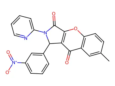 7-methyl-1-(3-nitrophenyl)-2-(pyridin-2-yl)-1,2-dihydrochromeno[2,3-c]pyrrole-3,9-dione structure