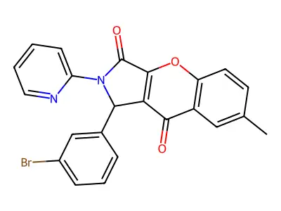 1-(3-bromophenyl)-7-methyl-2-(pyridin-2-yl)-1,2-dihydrochromeno[2,3-c]pyrrole-3,9-dione structure