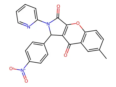 7-methyl-1-(4-nitrophenyl)-2-(pyridin-2-yl)-1,2-dihydrochromeno[2,3-c]pyrrole-3,9-dione structure