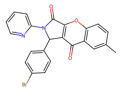 1-(4-bromophenyl)-7-methyl-2-(pyridin-2-yl)-1,2-dihydrochromeno[2,3-c]pyrrole-3,9-dione structure
