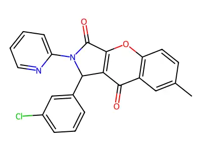 1-(3-chlorophenyl)-7-methyl-2-(pyridin-2-yl)-1,2-dihydrochromeno[2,3-c]pyrrole-3,9-dione structure