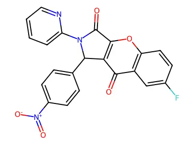7-fluoro-1-(4-nitrophenyl)-2-(pyridin-2-yl)-1,2-dihydrochromeno[2,3-c]pyrrole-3,9-dione structure