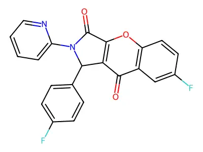 7-fluoro-1-(4-fluorophenyl)-2-(pyridin-2-yl)-1,2-dihydrochromeno[2,3-c]pyrrole-3,9-dione structure