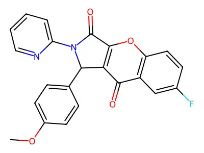 7-fluoro-1-(4-methoxyphenyl)-2-(2-pyridinyl)-1,2-dihydrochromeno[2,3-c]pyrrole-3,9-dione structure