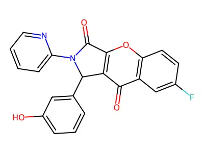 7-fluoro-1-(3-hydroxyphenyl)-2-pyridin-2-yl-1H-chromeno[2,3-c]pyrrole-3,9-dione structure