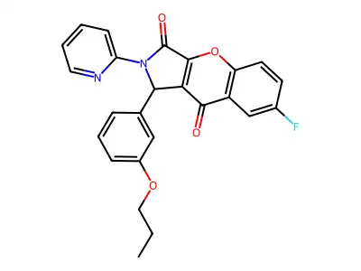 7-fluoro-1-(3-propoxyphenyl)-2-(pyridin-2-yl)-1,2-dihydrochromeno[2,3-c]pyrrole-3,9-dione structure