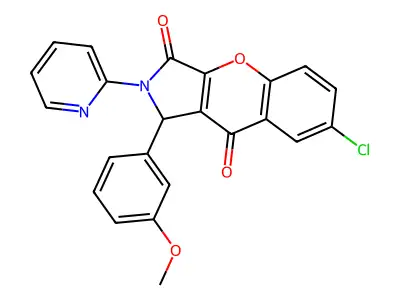 7-chloro-1-(3-methoxyphenyl)-2-(pyridin-2-yl)-1,2-dihydrochromeno[2,3-c]pyrrole-3,9-dione structure