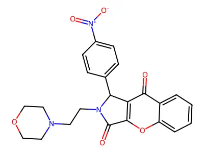 2-(2-morpholinoethyl)-1-(4-nitrophenyl)-1,2-dihydrochromeno[2,3-c]pyrrole-3,9-dione structure