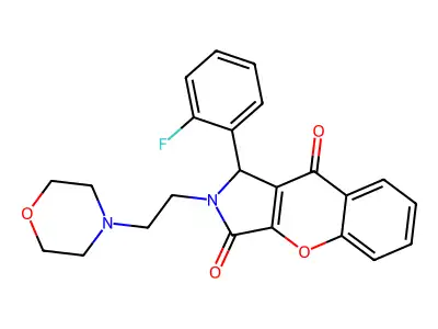 1-(2-fluorophenyl)-2-(2-morpholinoethyl)-1,2-dihydrochromeno[2,3-c]pyrrole-3,9-dione structure