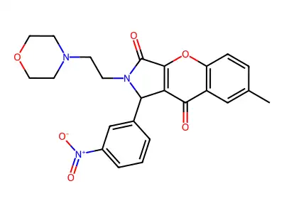 7-methyl-2-(2-morpholinoethyl)-1-(3-nitrophenyl)-1,2-dihydrochromeno[2,3-c]pyrrole-3,9-dione structure
