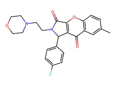 1-(4-fluorophenyl)-7-methyl-2-(2-morpholinoethyl)-1,2-dihydrochromeno[2,3-c]pyrrole-3,9-dione structure