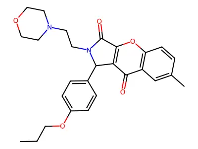 7-methyl-2-(2-morpholinoethyl)-1-(4-propoxyphenyl)-1,2-dihydrochromeno[2,3-c]pyrrole-3,9-dione structure