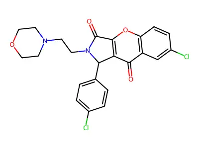 7-chloro-1-(4-chlorophenyl)-2-(2-morpholinoethyl)-1,2-dihydrochromeno[2,3-c]pyrrole-3,9-dione structure