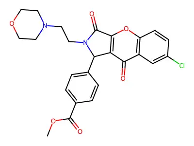 methyl 4-[7-chloro-2-(2-morpholin-4-ylethyl)-3,9-dioxo-1H-chromeno[2,3-c]pyrrol-1-yl]benzoate structure