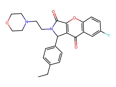 1-(4-ethylphenyl)-7-fluoro-2-(2-morpholin-4-ylethyl)-1H-chromeno[2,3-c]pyrrole-3,9-dione structure