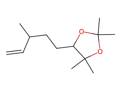 2,2,4,4-Tetramethyl-5-(3-methylpent-4-en-1-yl)-1,3-dioxolane structure