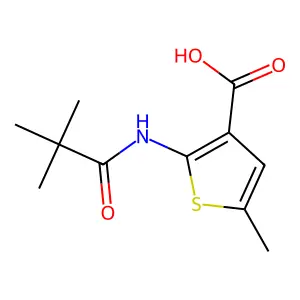 2-[(2,2-Dimethylpropanoyl)amino]-5-methyl-3-thiophenecarboxylic acid structure