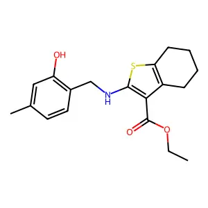 ethyl 2-((2-hydroxy-4-methylbenzyl)amino)-4,5,6,7-tetrahydrobenzo[b]thiophene-3-carboxylate structure