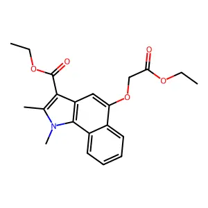 ethyl 5-(2-ethoxy-2-oxoethoxy)-1,2-dimethyl-1H-benzo[g]indole-3-carboxylate structure