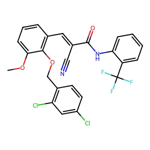 (Z)-2-cyano-3-[2-[(2,4-dichlorophenyl)methoxy]-3-methoxyphenyl]-N-[2-(trifluoromethyl)phenyl]prop-2-enamide structure