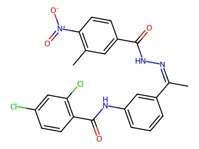 2,4-Dichloro-N-(3-{1-[2-(3-methyl-4-nitrobenzoyl)hydrazinylidene]ethyl}phenyl)benzamide structure