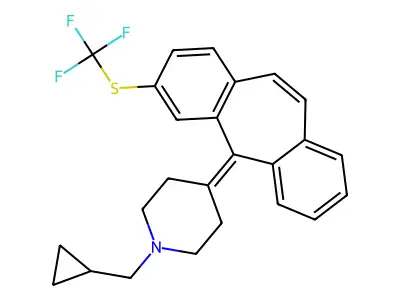 Piperidine, 1-(cyclopropylmethyl)-4-(3-((trifluoromethyl)thio)-5H-dibenzo(c,d)cyclohepten-5-ylidene)-, (-)- structure