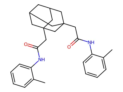 2-[3-[2-(2-methylanilino)-2-oxoethyl]-1-adamantyl]-N-(2-methylphenyl)acetamide structure