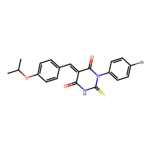 (5E)-1-(4-bromophenyl)-5-[(4-propan-2-yloxyphenyl)methylidene]-2-sulfanylidene-1,3-diazinane-4,6-dione structure