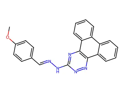 N-[(4-methoxyphenyl)methylideneamino]phenanthro[9,10-e][1,2,4]triazin-3-amine structure