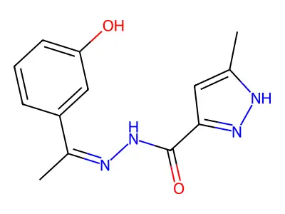 (E)-N'-(1-(3-hydroxyphenyl)ethylidene)-3-methyl-1H-pyrazole-5-carbohydrazide structure