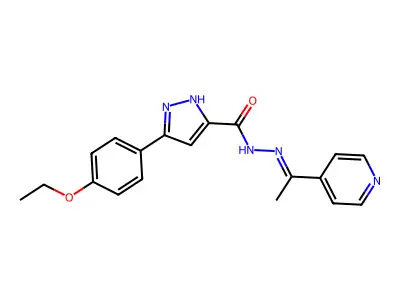 3-(4-ethoxyphenyl)-N-(1-pyridin-4-ylethylideneamino)-1H-pyrazole-5-carboxamide structure