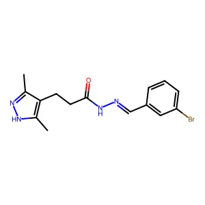 3,5-Dimethyl-1H-pyrazole-4-propanoic acid 2-[(3-bromophenyl)methylene]hydrazide structure