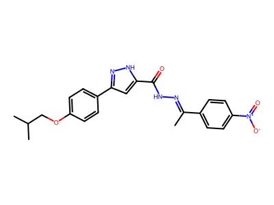 3-(4-Isobutoxyphenyl)-N'-(1-(4-nitro-PH)ethylidene)-1H-pyrazole-5-carbohydrazide structure