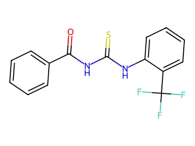 1-Benzoyl-3-(alpha,alpha,alpha-trifluoro-ortho-tolyl)-2-thiourea structure