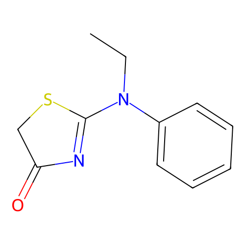 2-(N-ethylanilino)-1,3-thiazol-4-one structure