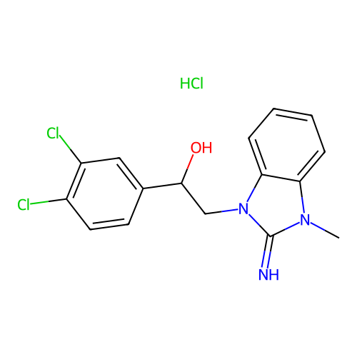 1-(3,4-dichlorophenyl)-2-(2-imino-3-methyl-2,3-dihydro-1H-benzo[d]imidazol-1-yl)ethanol hydrochloride structure