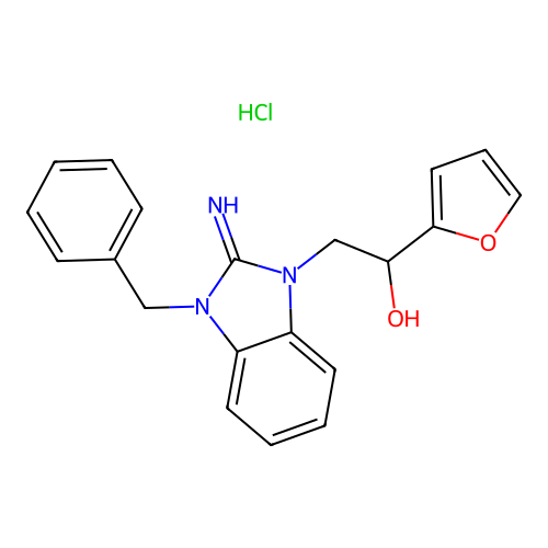 2-(3-benzyl-2-imino-2,3-dihydro-1H-benzo[d]imidazol-1-yl)-1-(furan-2-yl)ethanol hydrochloride structure