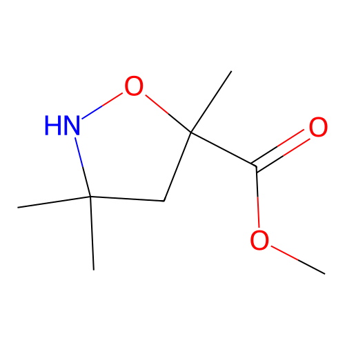 5-Isoxazolidinecarboxylic acid, 3,3,5-trimethyl-, methyl ester structure