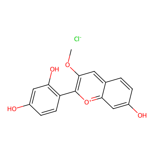 1-Benzopyrylium, 2-(2,4-dihydroxyphenyl)-7-hydroxy-3-methoxy-, chloride (1:1) structure