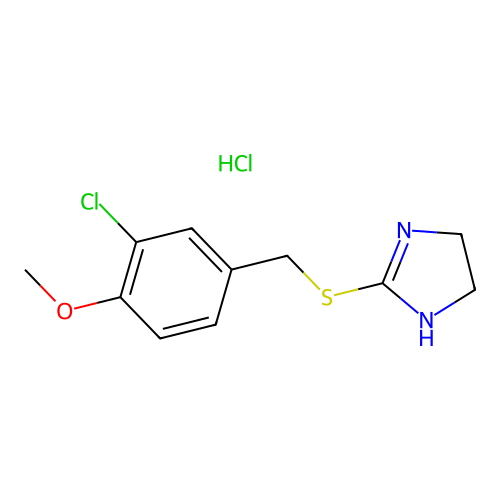 2-((3-chloro-4-methoxybenzyl)thio)-4,5-dihydro-1H-imidazole hydrochloride structure