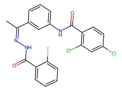 2,4-Dichloro-N-(3-{1-[2-(2-fluorobenzoyl)hydrazinylidene]ethyl}phenyl)benzamide structure