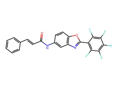 (2E)-N-[2-(pentafluorophenyl)-1,3-benzoxazol-5-yl]-3-phenylprop-2-enamide structure
