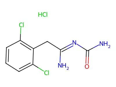 N-carbamoyl-2-(2,6-dichlorophenyl)acetimidamide hydrochloride structure