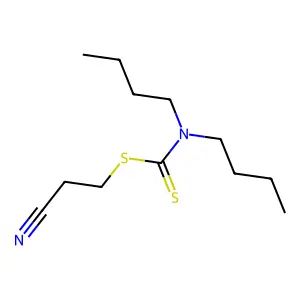 Carbamodithioic acid, N,N-dibutyl-, 2-cyanoethyl ester structure