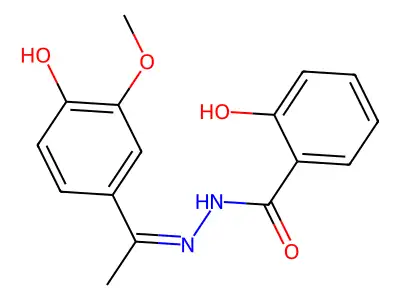 2-hydroxy-N-[1-(4-hydroxy-3-methoxyphenyl)ethylideneamino]benzamide structure