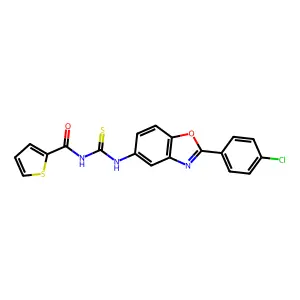 N-[[2-(4-chlorophenyl)-1,3-benzoxazol-5-yl]carbamothioyl]thiophene-2-carboxamide structure
