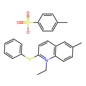 Quinolinium, 1-ethyl-6-methyl-2-(phenylthio)-, 4-methylbenzenesulfonate (1:1) structure